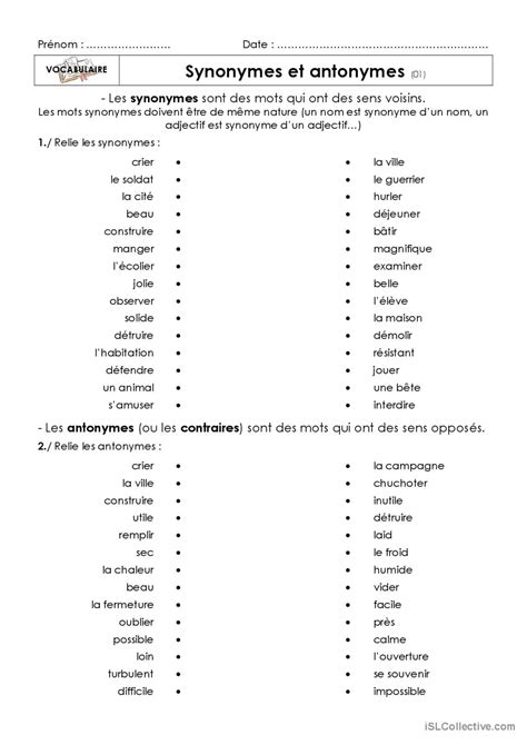 Synonyme .